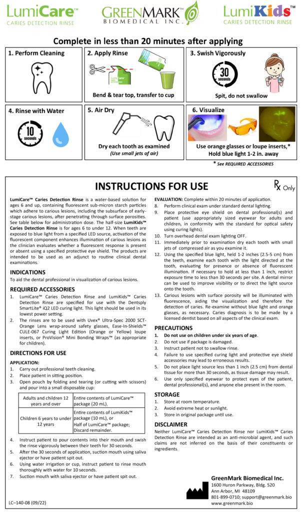 Quick Rinse Ifu Instructions.pdf Instructions For Use LumiCare™ and LumiKids™ Rinse - GreenMark ...